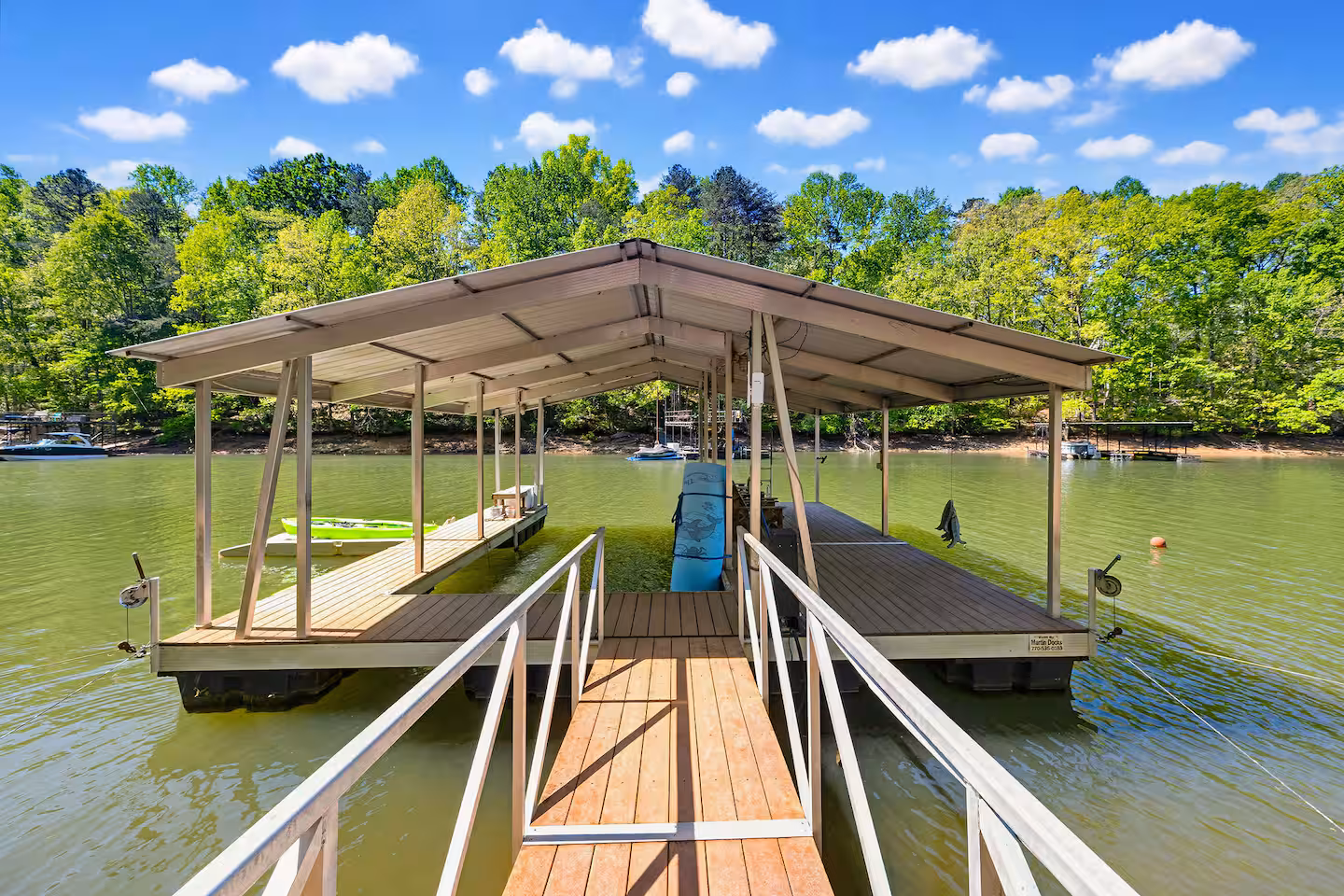 Private dock on Lake Lanier at Reel Easy Retreat