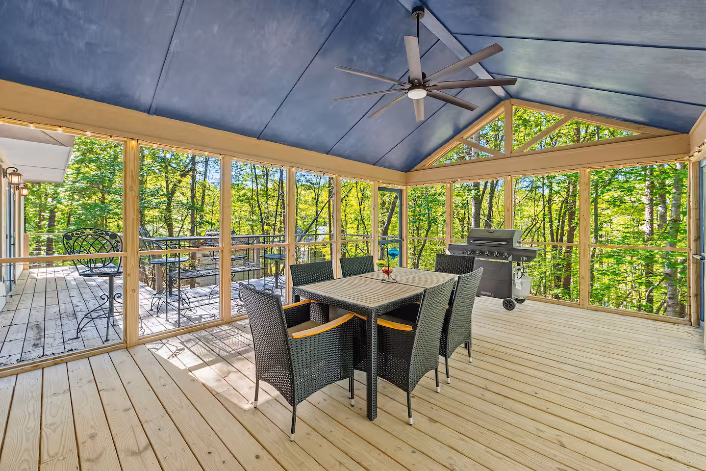 Relaxing on the screened porch